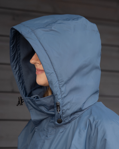 Equidry Evolution Women's Fleece Steel Blue Waterproof Riding Coat with Hood - Equiflair