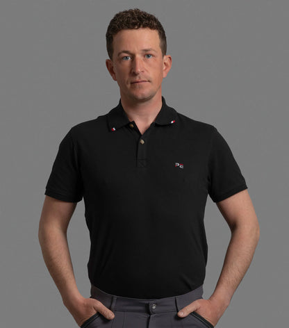 Premier Equine Respiro Men's Black Riding Polo Shirt - Breathable Equestrian Apparel