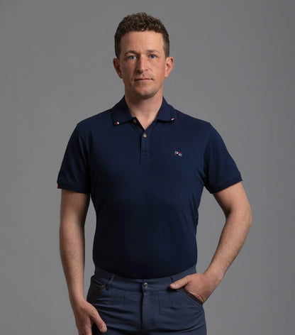 Premier Equine Respiro Men's Riding Polo Shirt - Navy Equestrian Polo with PE Branding