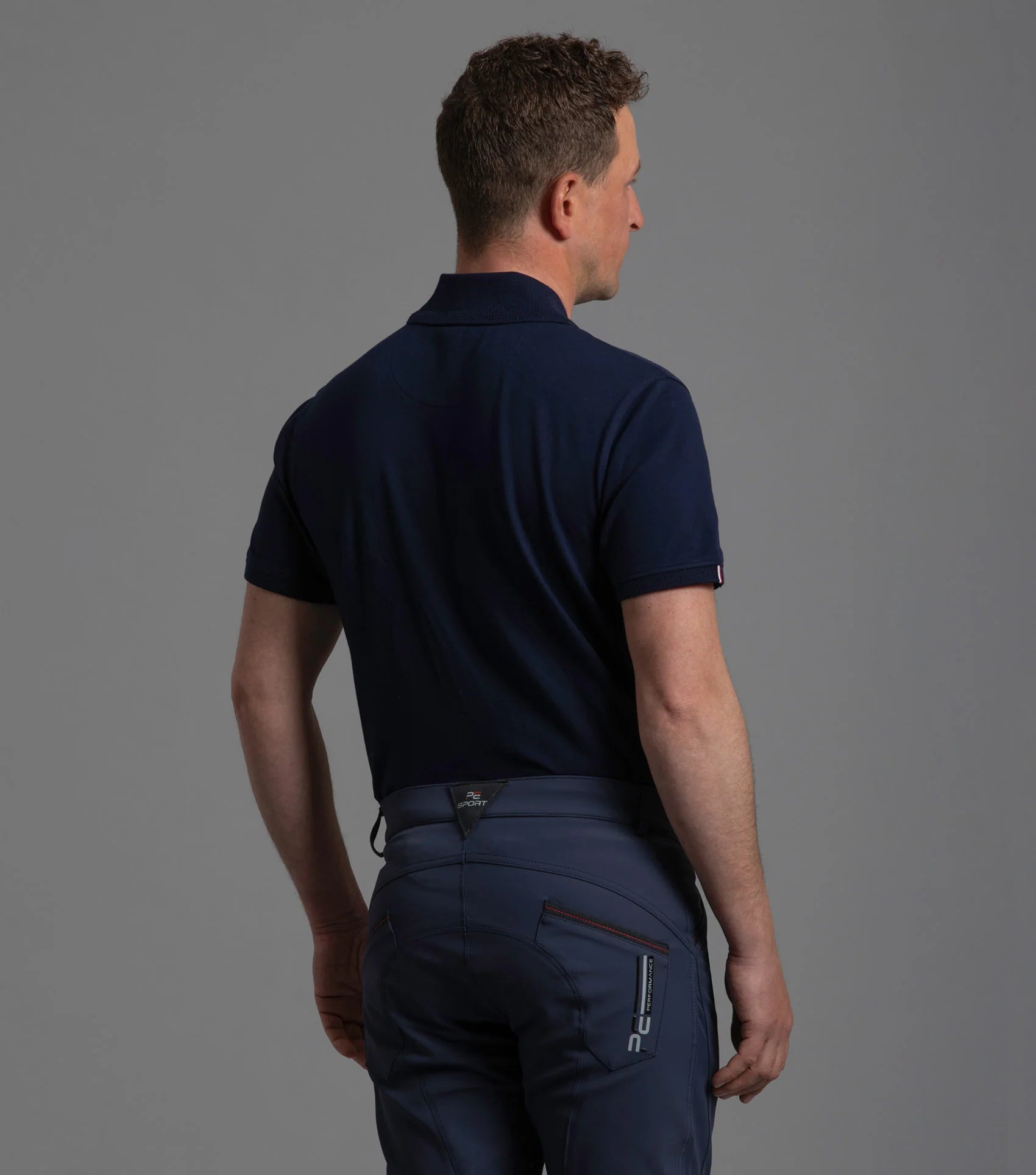 Premier Equine Respiro Men's Riding Polo Shirt - Navy. Equestrian men's polo. Breathable, Moisture Wicking.
