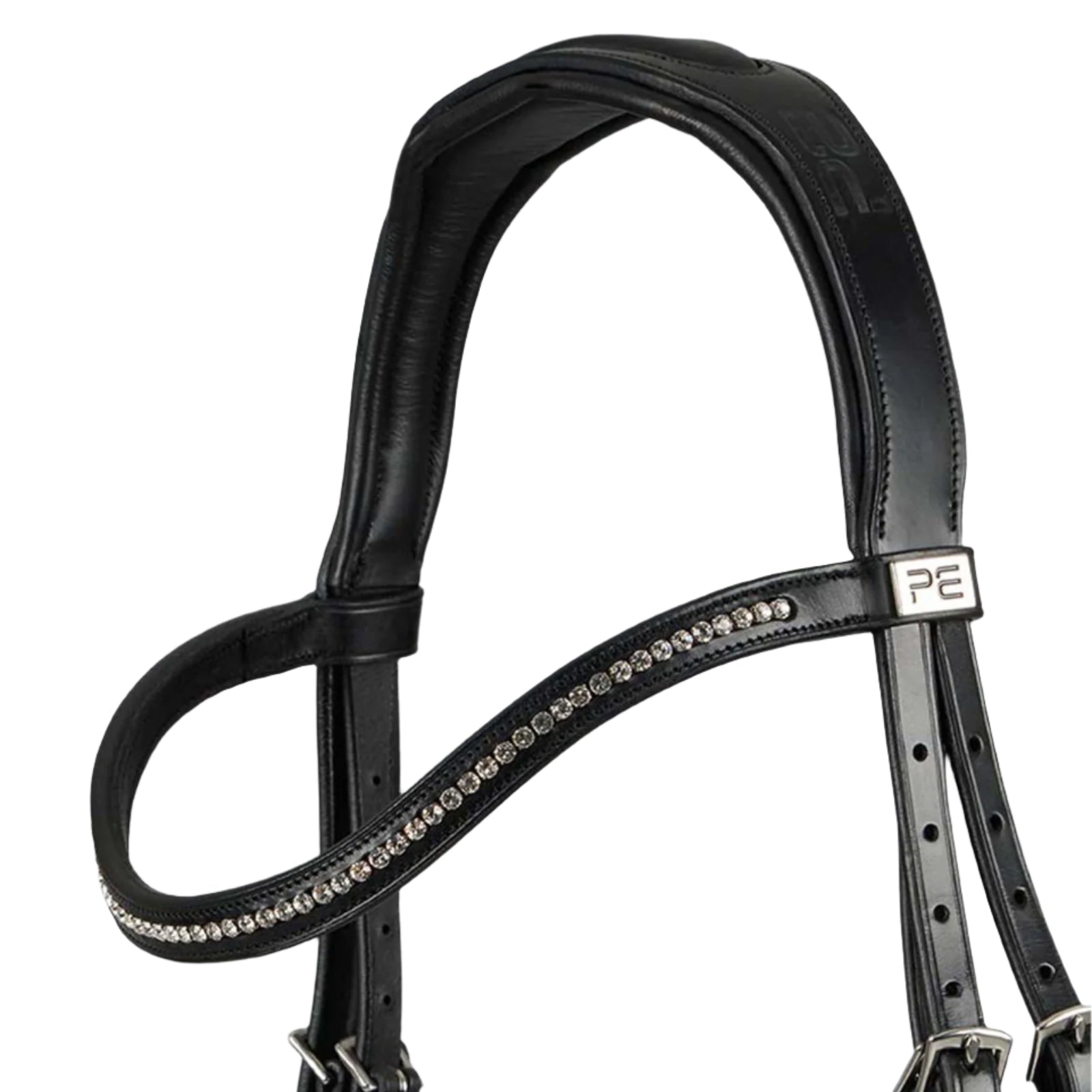 PREMIER EQUINE Riviere Snaffle Bridle Black | Italian Leather Horse Bridle with Diamante Browband