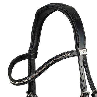 PREMIER EQUINE Riviere Snaffle Bridle Black | Italian Leather Horse Bridle with Diamante Browband