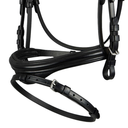Black Premier Equine Snaffle Bridle | Anatomical Horse Bridle with Padded Noseband and Flash - Equestrian Equipment