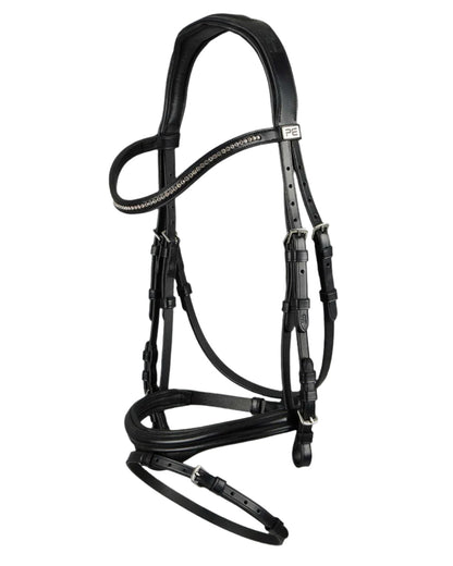 Premier Equine Riviere Snaffle Bridle - Black Italian Leather with Diamante Browband