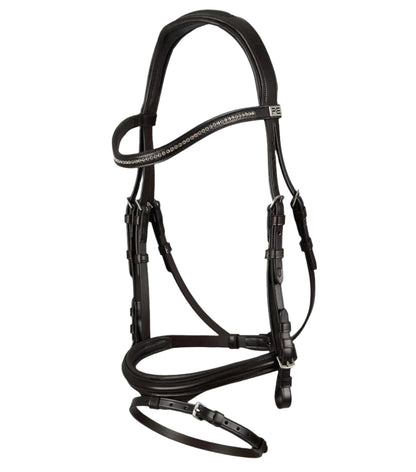 Brown Italian Leather Horse Bridle with Diamante Browband - Equestrian Snaffle Bridle