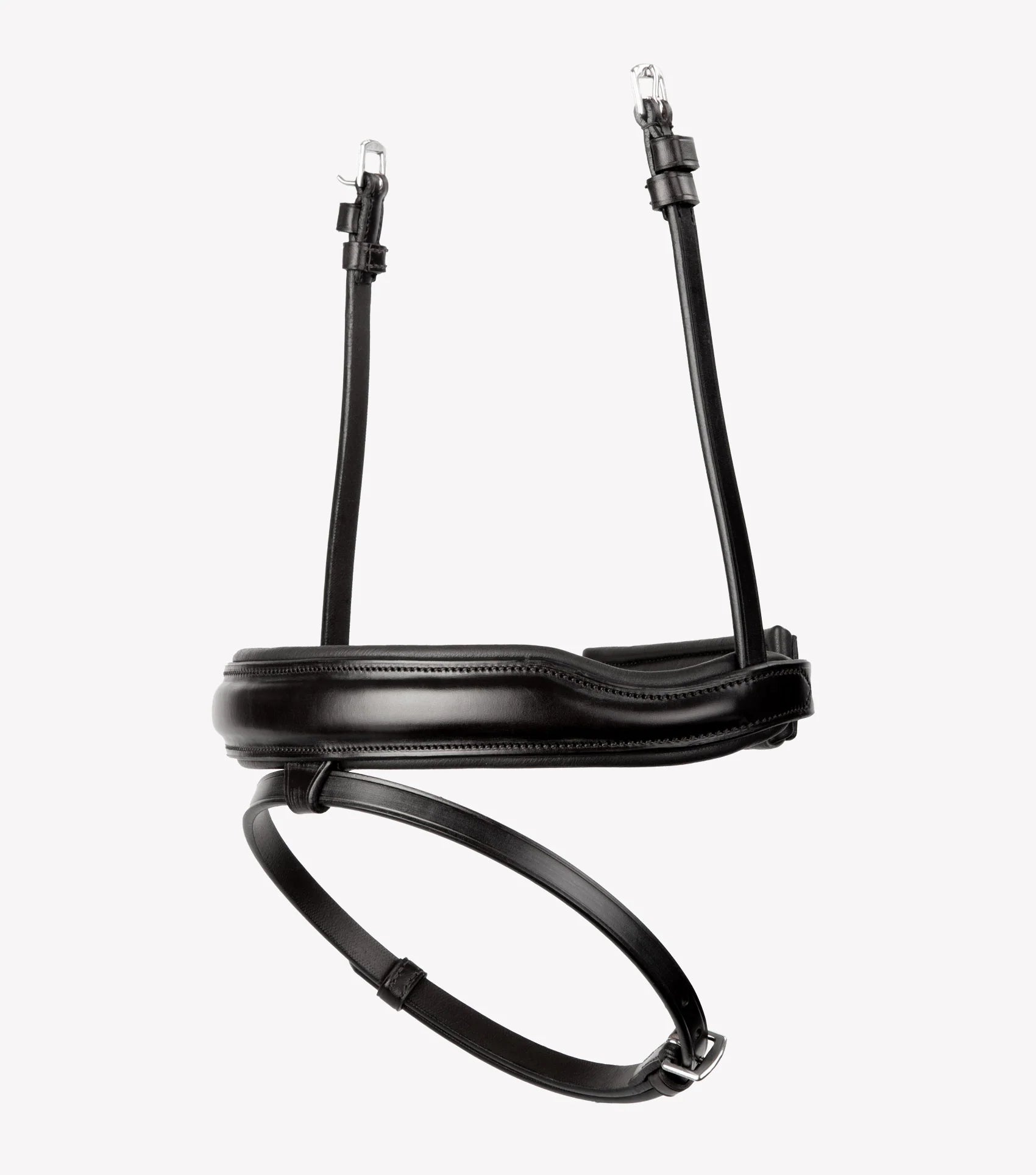 Premier Equine Rizzo Black Anatomical Flash Noseband: Premium Italian Leather Horse Bridle Noseband