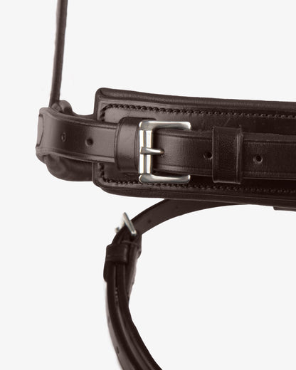 Premier Equine Rizzo Anatomic Flash Horse Noseband - Brown Leather, Stainless Steel Buckles, Comfortable Fit