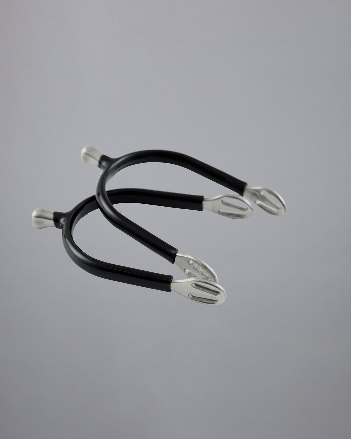 Premier Equine Rubber Covered Bobble Spurs Black & Silver