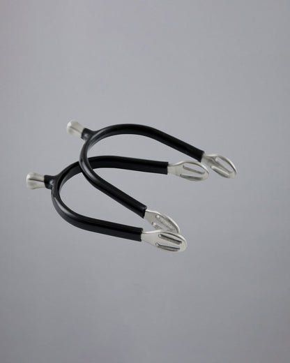 Premier Equine Rubber Covered Bobble Spurs Black & Silver