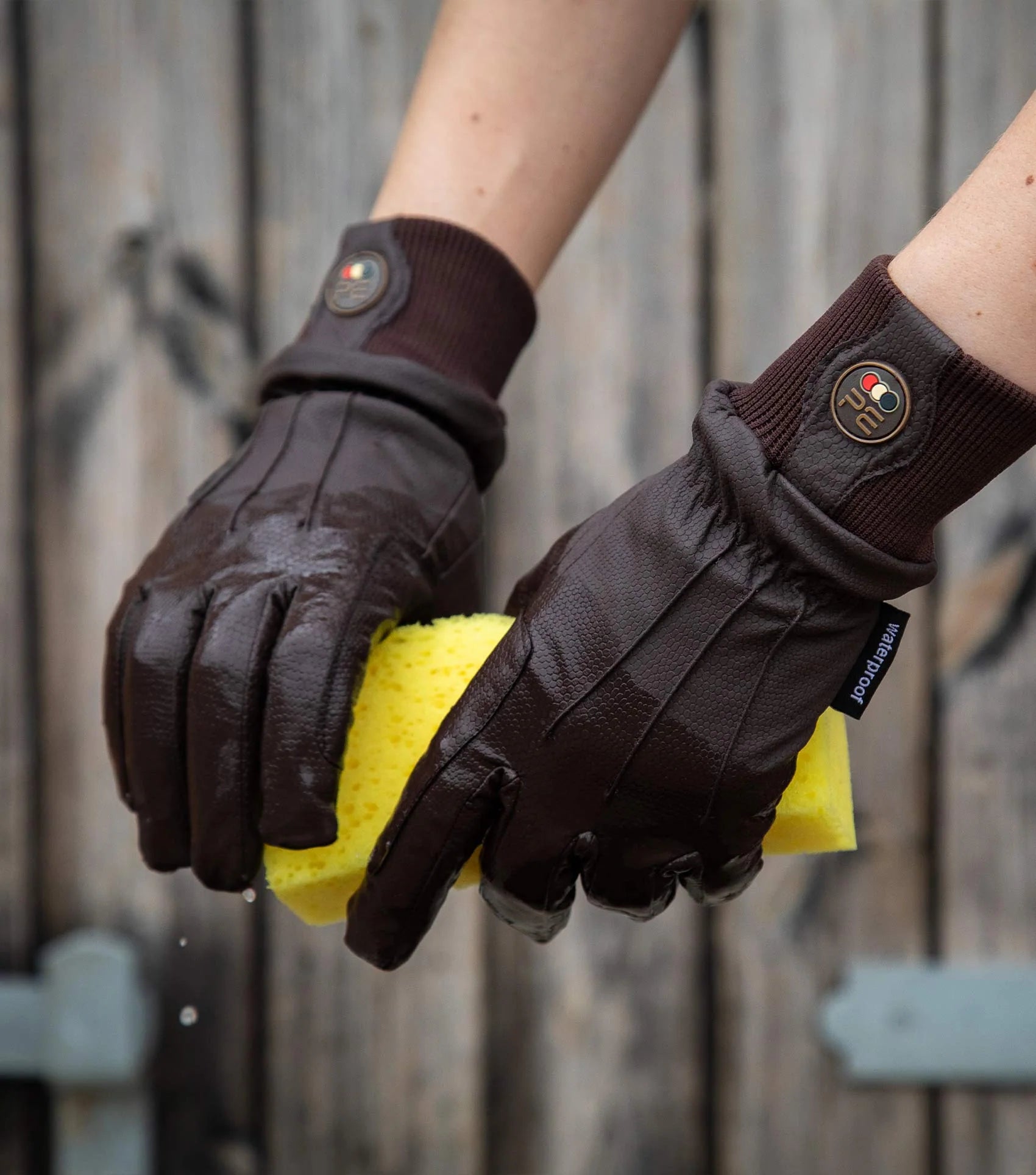 Waterproof Brown Riding Gloves by Premier Equine for Equestrian Use - Stay Dry & Connected on Touchscreens!