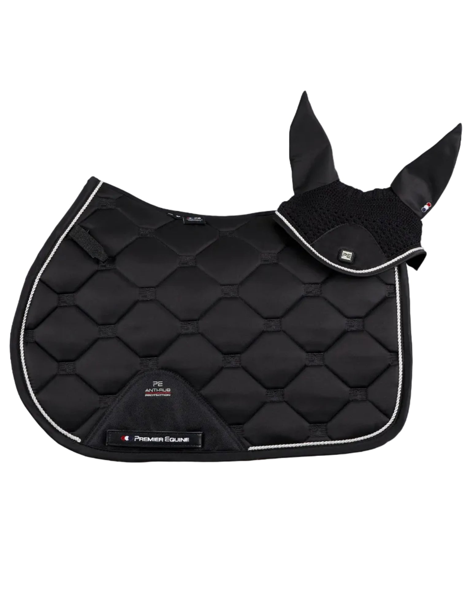 Premier Equine Black Saddle Pad and Salto Fly Veil for Horses - Equestrian Equipment