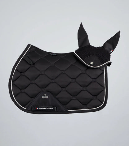 Premier Equine Black Saddle Pad and Salto Fly Veil for Horses - Equestrian Equipment