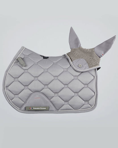 PREMIER EQUINE Salto Grey Fly Veil: Horse Ear Net for Equestrian Shows