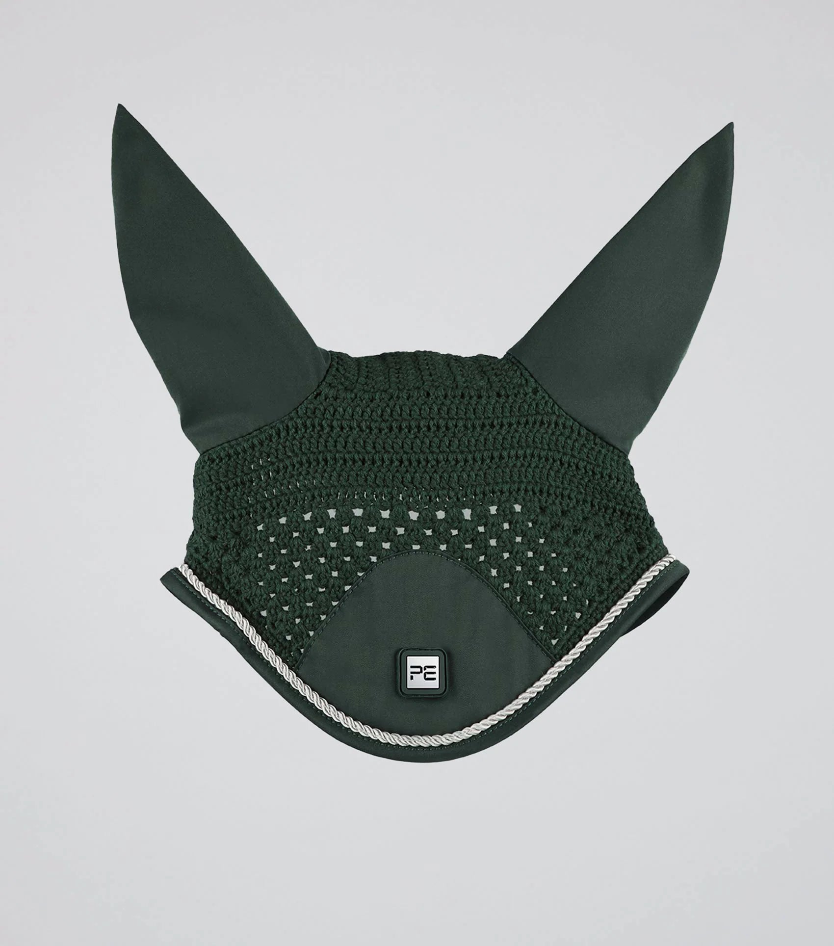 Premier Equine Salto Olive Fly Veil: Horse Ear Net for Insect Protection & Noise Reduction. Equine accessory.