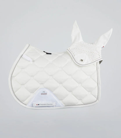 Premier Equine White Saddle Pad & Fly Veil from Equiflair - Protect your horse in style!  