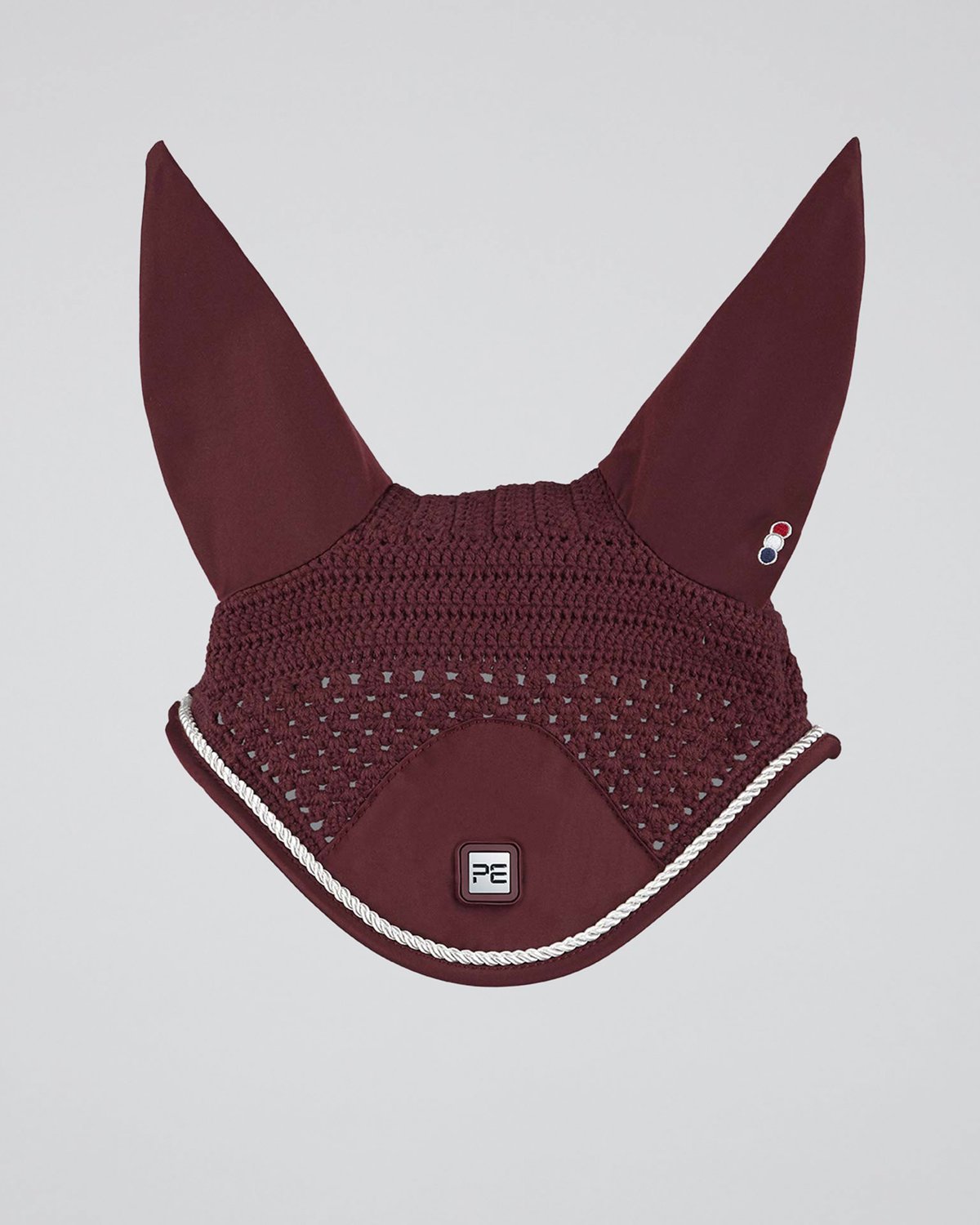 PREMIER EQUINE SALTO FLY VEIL WINE - Luxury Horse Fly Veil with Crochet Design & Rope Trim - Equiflair