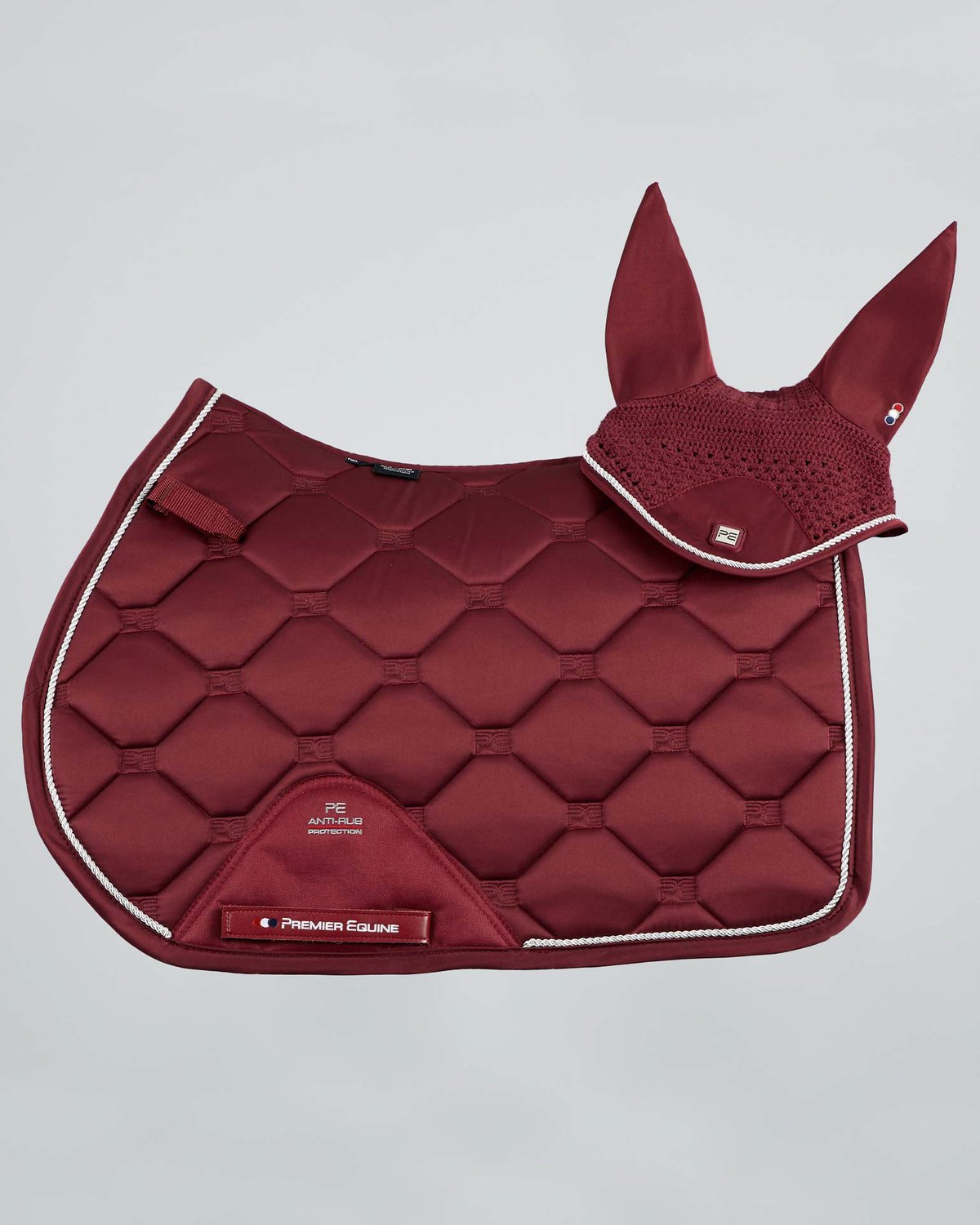 PREMIER EQUINE Salto Fly Veil Wine - Horse Ear Bonnet, Soundproof, Bug Protection