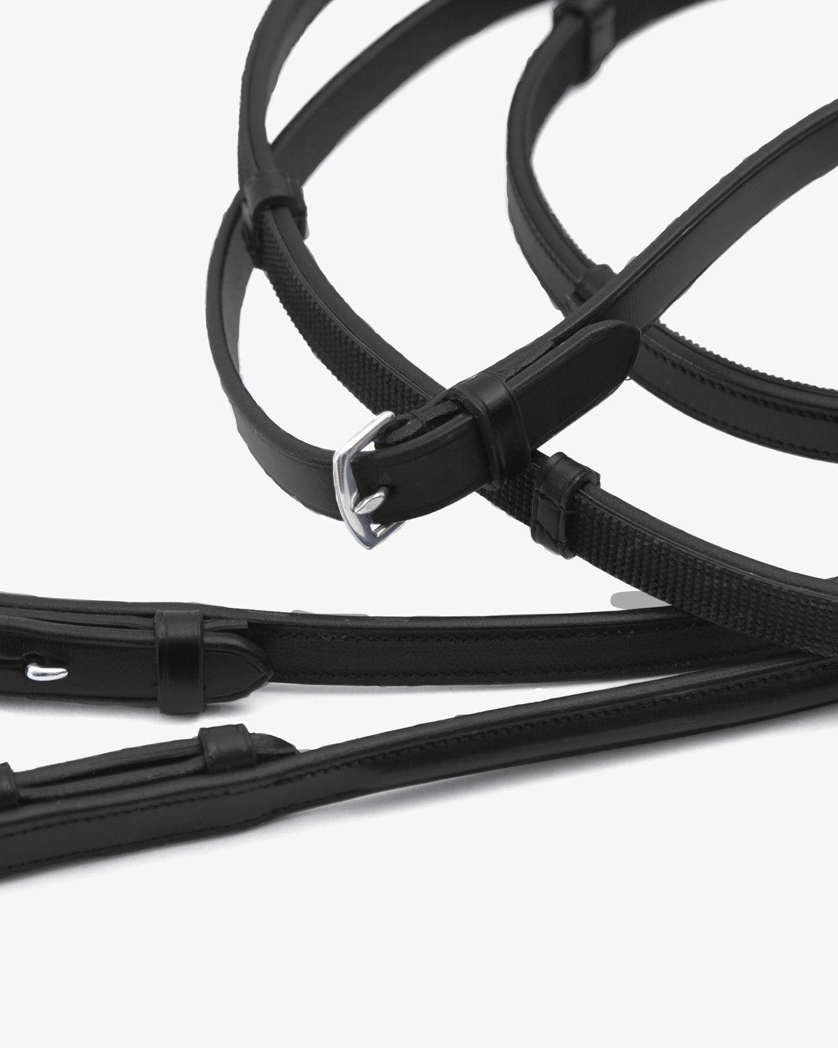 Premier Equine Black Leather & Rubber Grip Horse Reins | Equiflair Equestrian