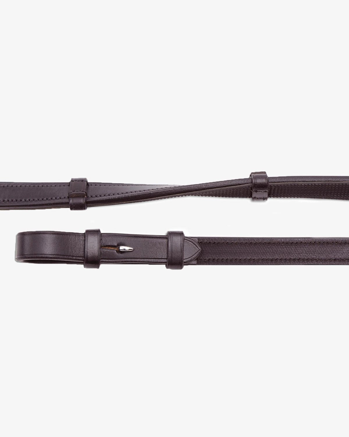 Premier Equine Salvatore Rubber & Leather Grip Reins Brown