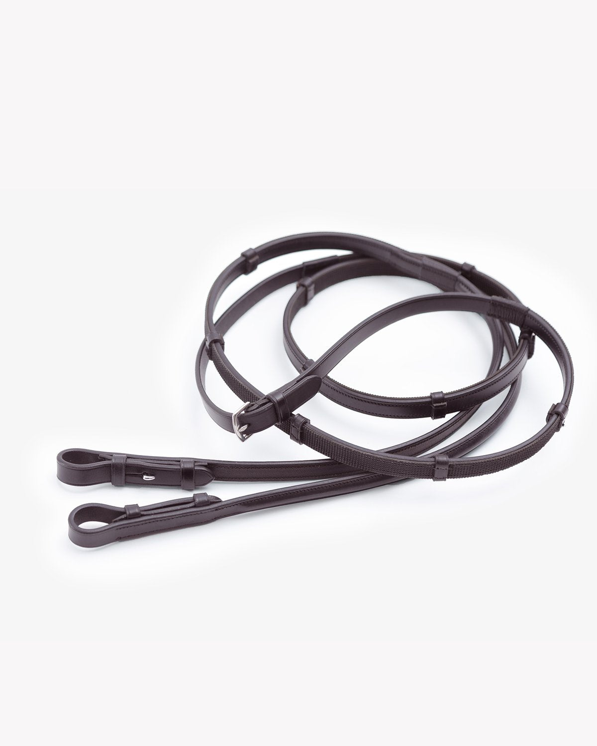 Premier Equine Salvatore Rubber & Leather Grip Reins Brown