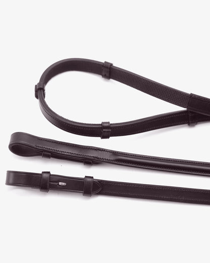Premier Equine Salvatore Rubber & Leather Grip Reins Brown