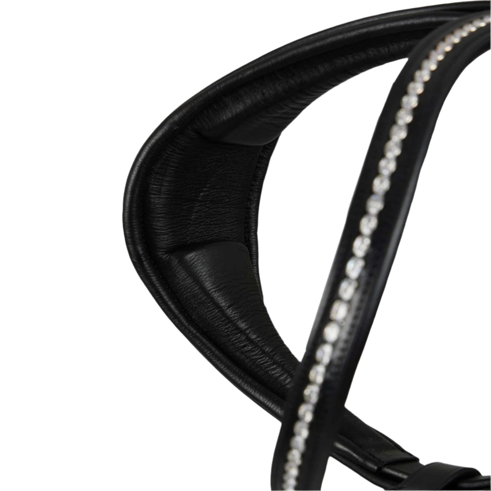 Black Anatomical Horse Bridle with Diamante Browband. Italian Leather Horse Tack Equiflair. Premium Comfort & Style
