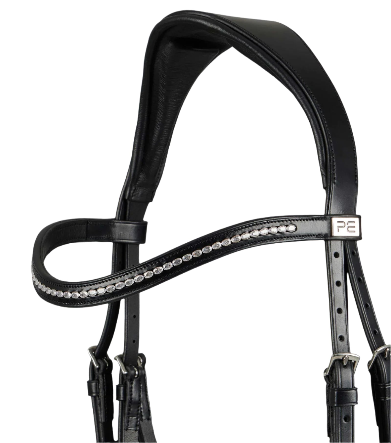 Premier Equine San Paolo Black Anatomical Bridle with Diamante Browband - Premium Italian Leather Horse Tack