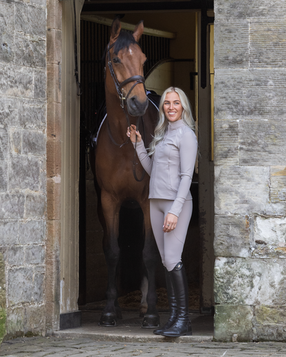 EQUIDRY Women's Water Repellent Zip up Top Sand/White