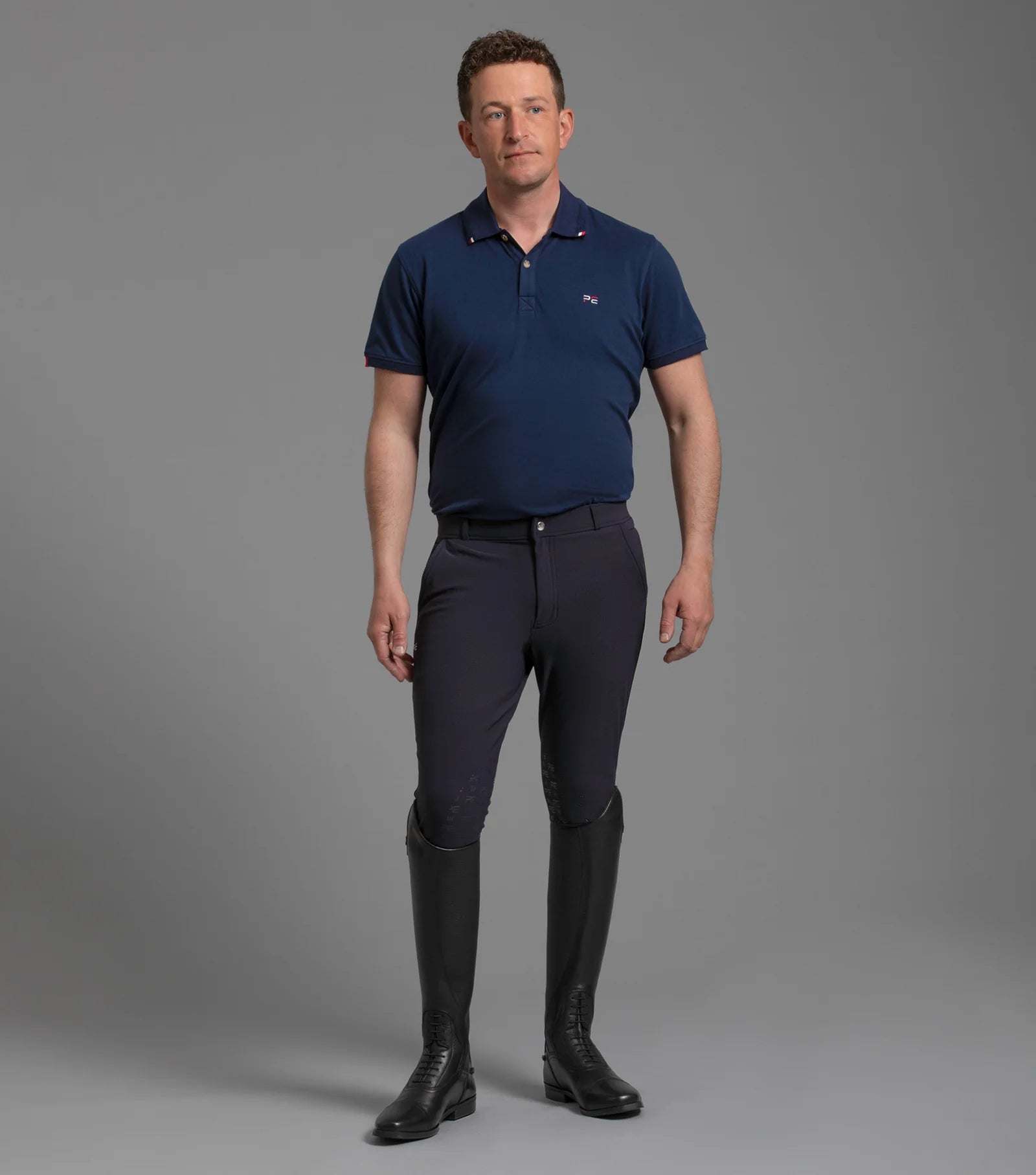 Men's Premier Equine Santino Gel Knee Riding Breeches - Navy - Equestrian Apparel