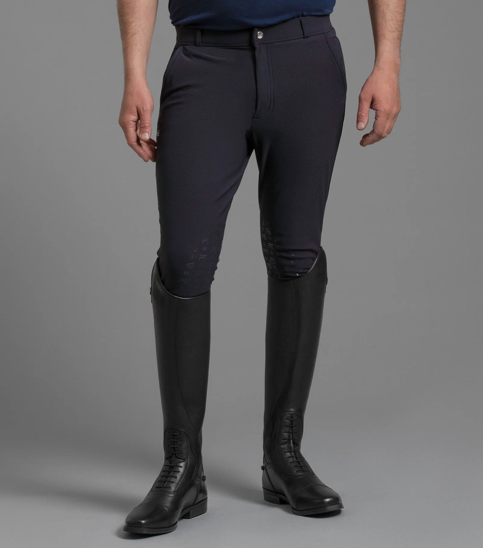Premier Equine Santino Men's Navy Gel Knee Riding Breeches - Equestrian Apparel by Equiflair
