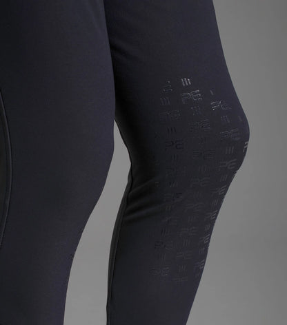Premier Equine Santino Men's Navy Riding Breeches: Gel Knee Patch, Technical Fabric, Comfortable Riding Wear for Equestrian Sports.