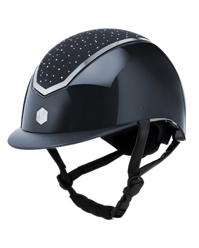 Charles Owen Kylo Navy Gloss Riding Helmet with Crystal Details | Equestrian Safety Gear