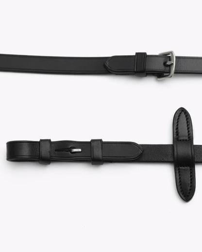 Premier Equine Senado Black Leather Reins - Equestrian Riding Tack