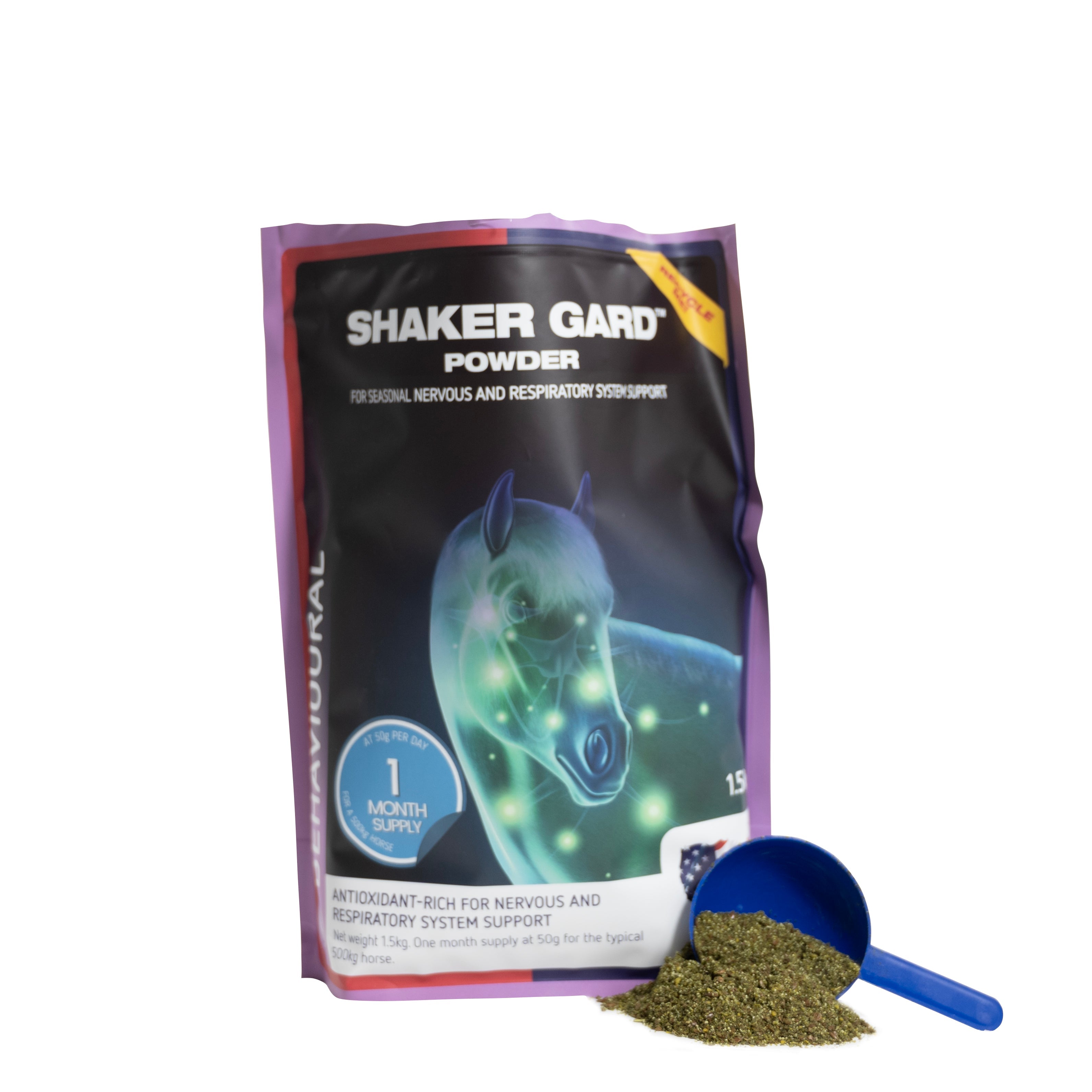 Equiflair Shaker Gard equine supplement for horse nerve & respiratory support 3.3lb