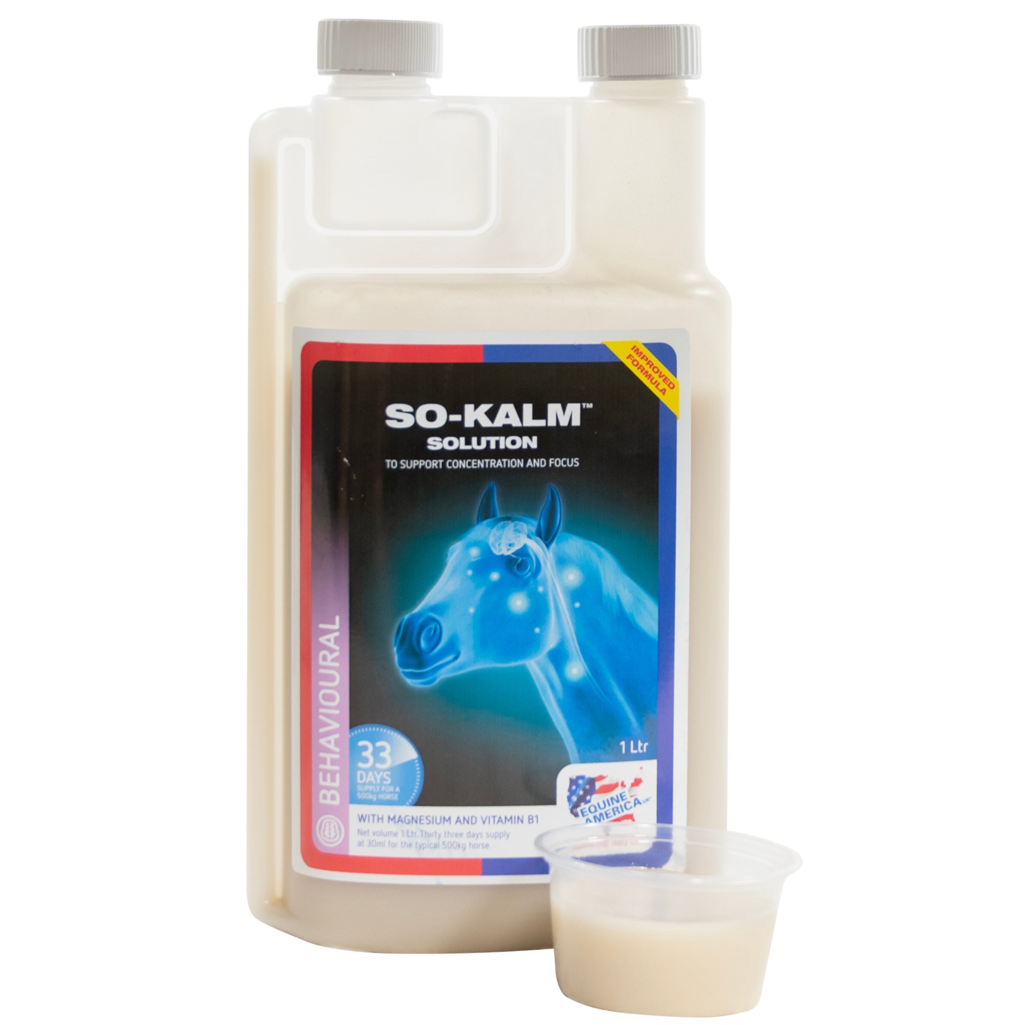 Equine America So-Kalm Solution 1Ltr - Horse Calming & Focus Liquid Supplement