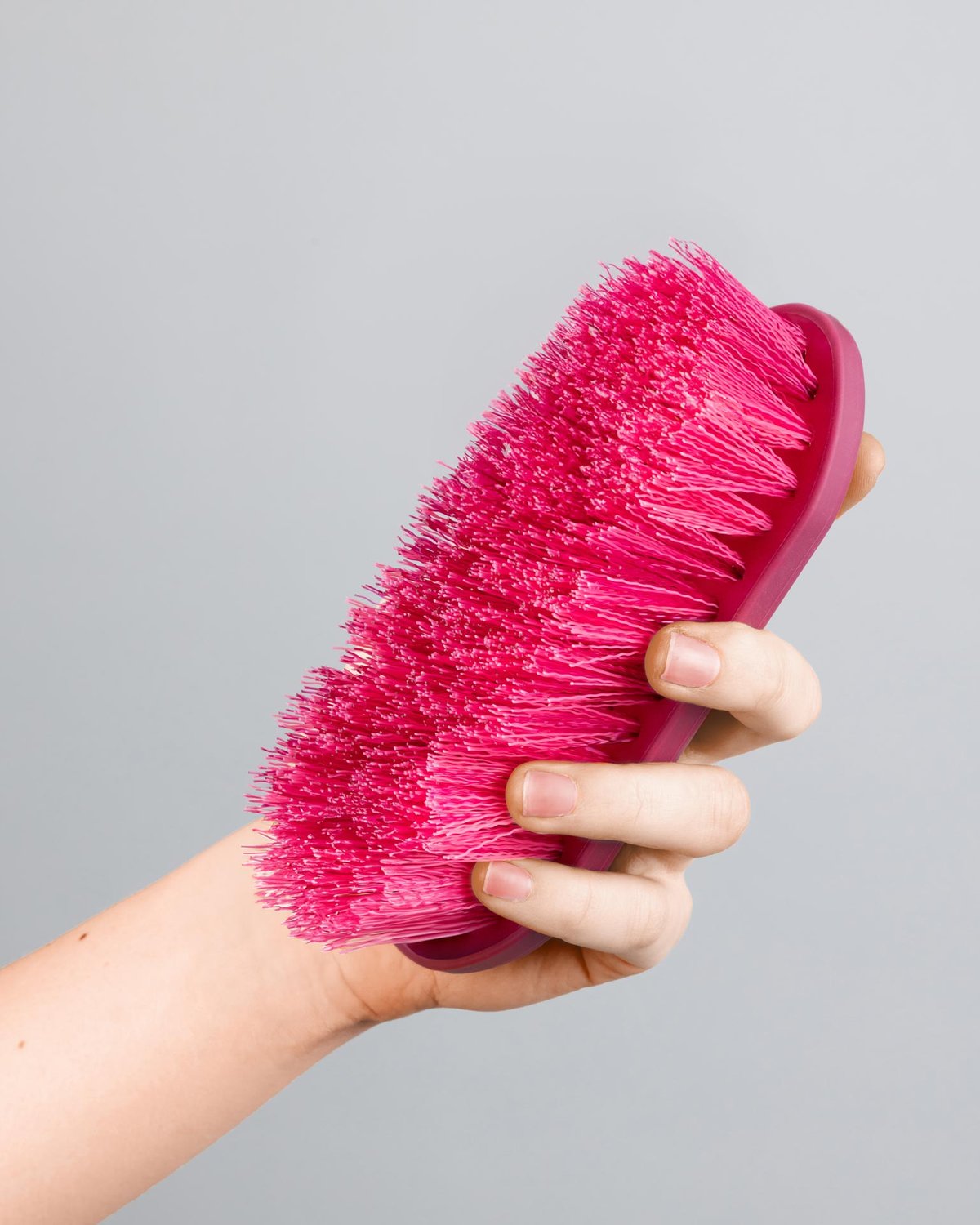 PREMIER EQUINE Soft-Touch Face Brush: Wine & Fuchsia horse grooming brush. Gentle cleaning, comfortable grip.