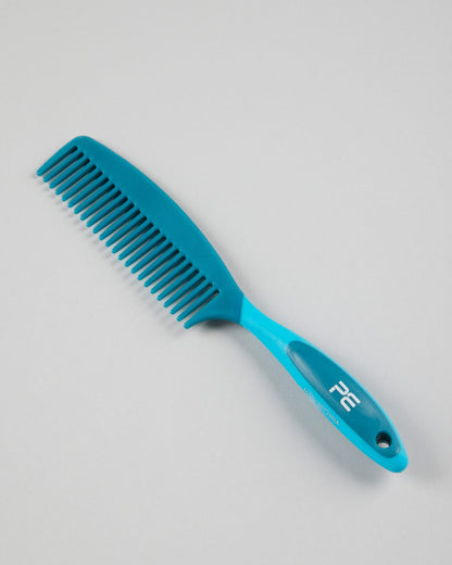 PREMIER EQUINE Soft-Touch Mane Comb: Med Blue & Peacock Handle, Premium Grooming Tool for Horses