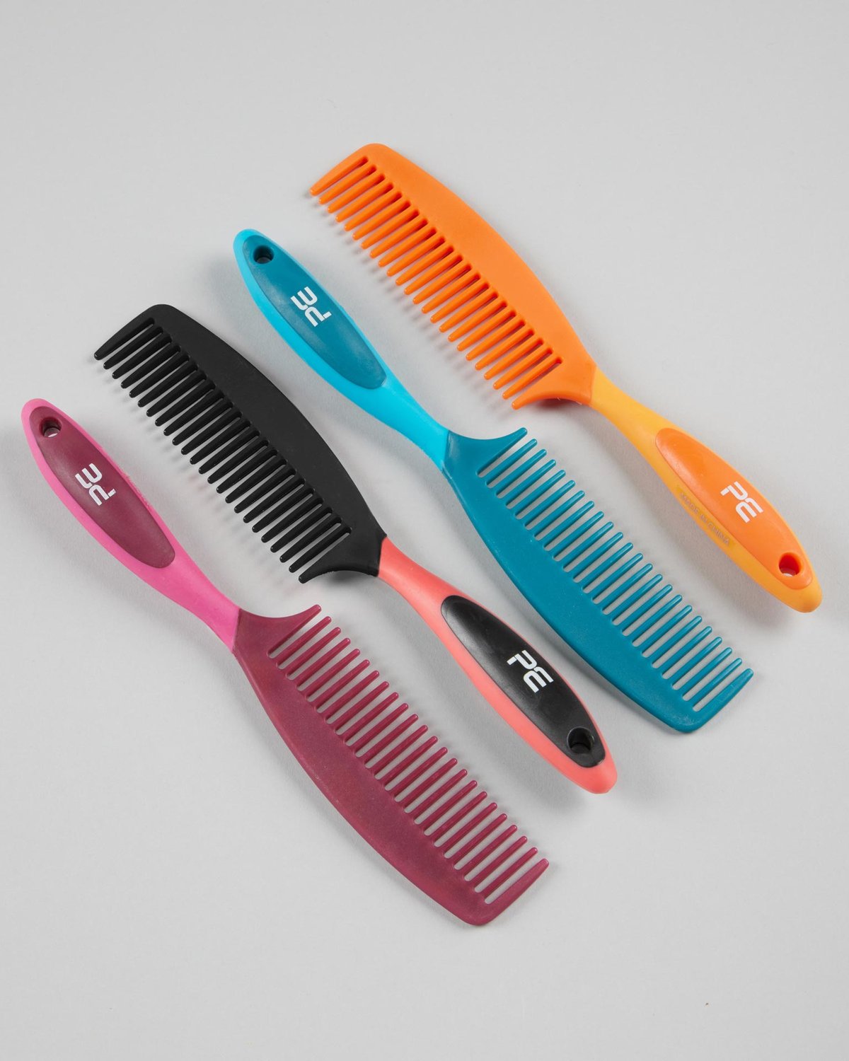 Premier Equine Soft-Touch Mane Combs: Med Blue, Peacock, Pink, Orange, & Black. Equine Combs for Horse Grooming from Equiflair