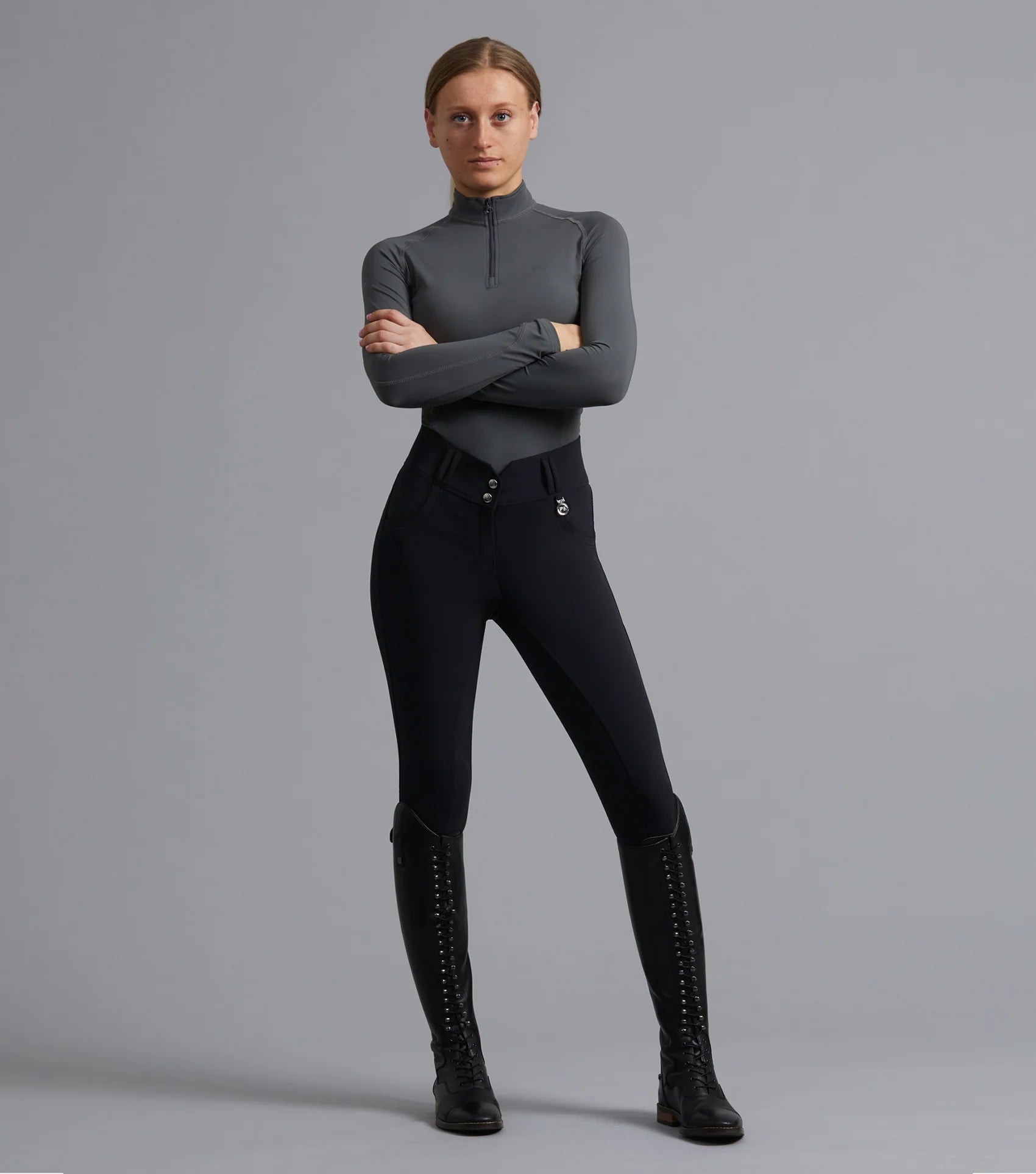 Premier Equine Sophia Ladies High Waist Riding Breeches - Equestrian Performance Apparel in Black
