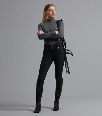 Premier Equine Sophia Riding Breeches - Black Equestrian Pants, Full Seat High Waist Design, Stylish and Functional Horse Riding Apparel