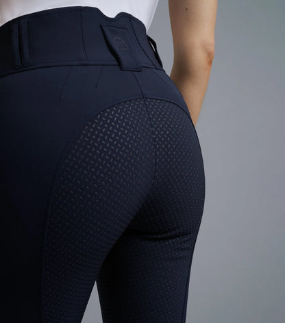 Premier Equine Sophia Navy Riding Breeches: High Waist, Full Seat. Women's Equestrian Apparel.