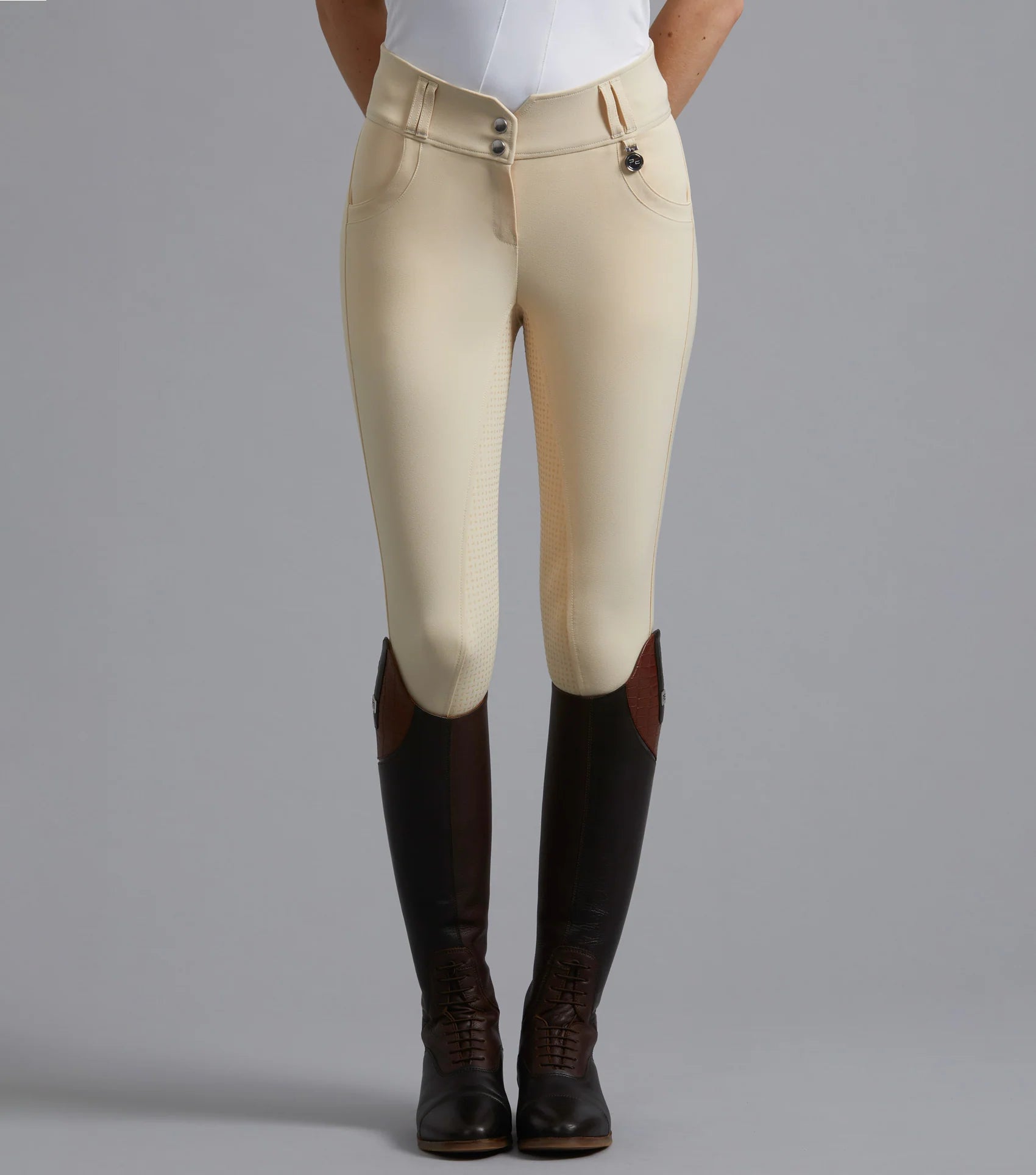 Premier Equine Sophia Vanilla Riding Breeches: High Waist, Full Seat Equestrian Competition Apparel