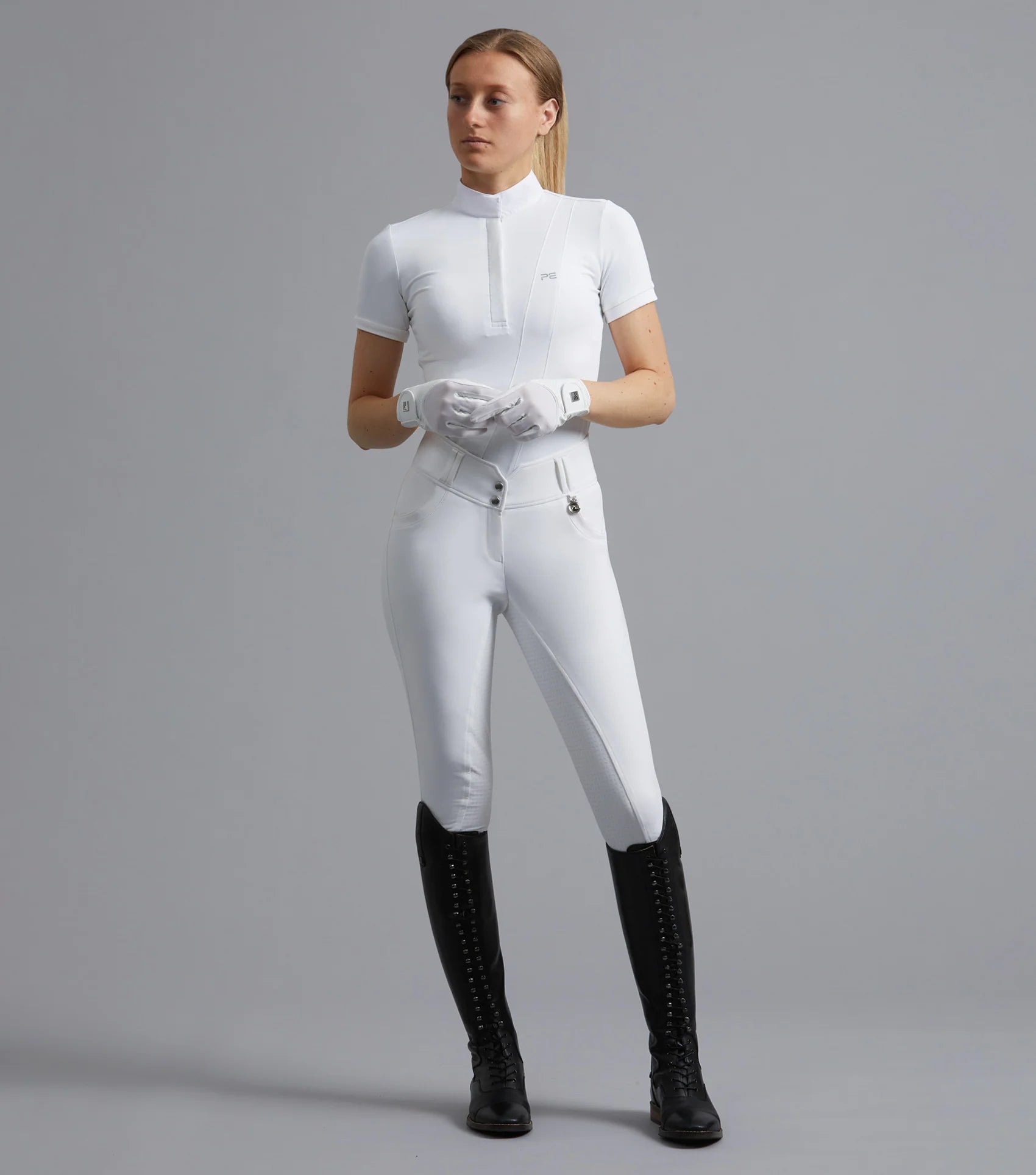 White Competition Riding Breeches | High Waist Full Seat Ladies Equestrian Trousers