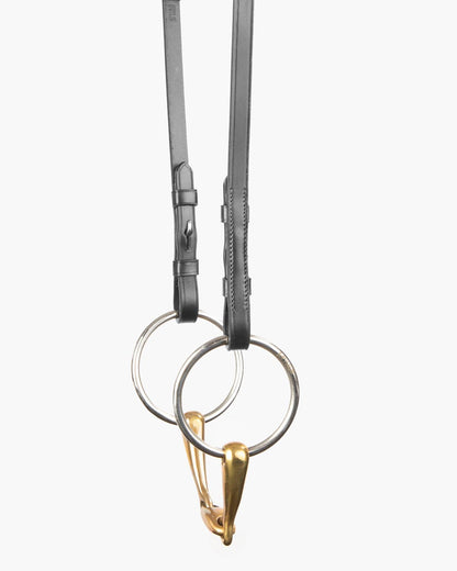 PREMIER EQUINE Cheek Pieces Black Leather Horse Bridle Pair, Stainless Steel Buckles