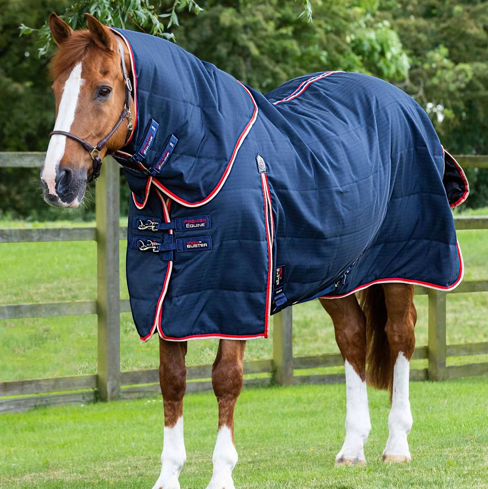 Navy Horse Stable Rug with Neck Cover | Premier Equine | Equiflair