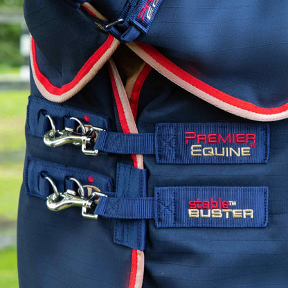 Premier Equine Stable Buster 100g Stable Rug with Neck Cover - Navy Horse Blanket