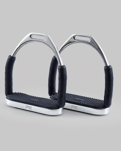 PREMIER EQUINE STAINLESS STEEL FLEXI STIRRUPS SILVER - Premium horse riding equipment for enhanced comfort and performance