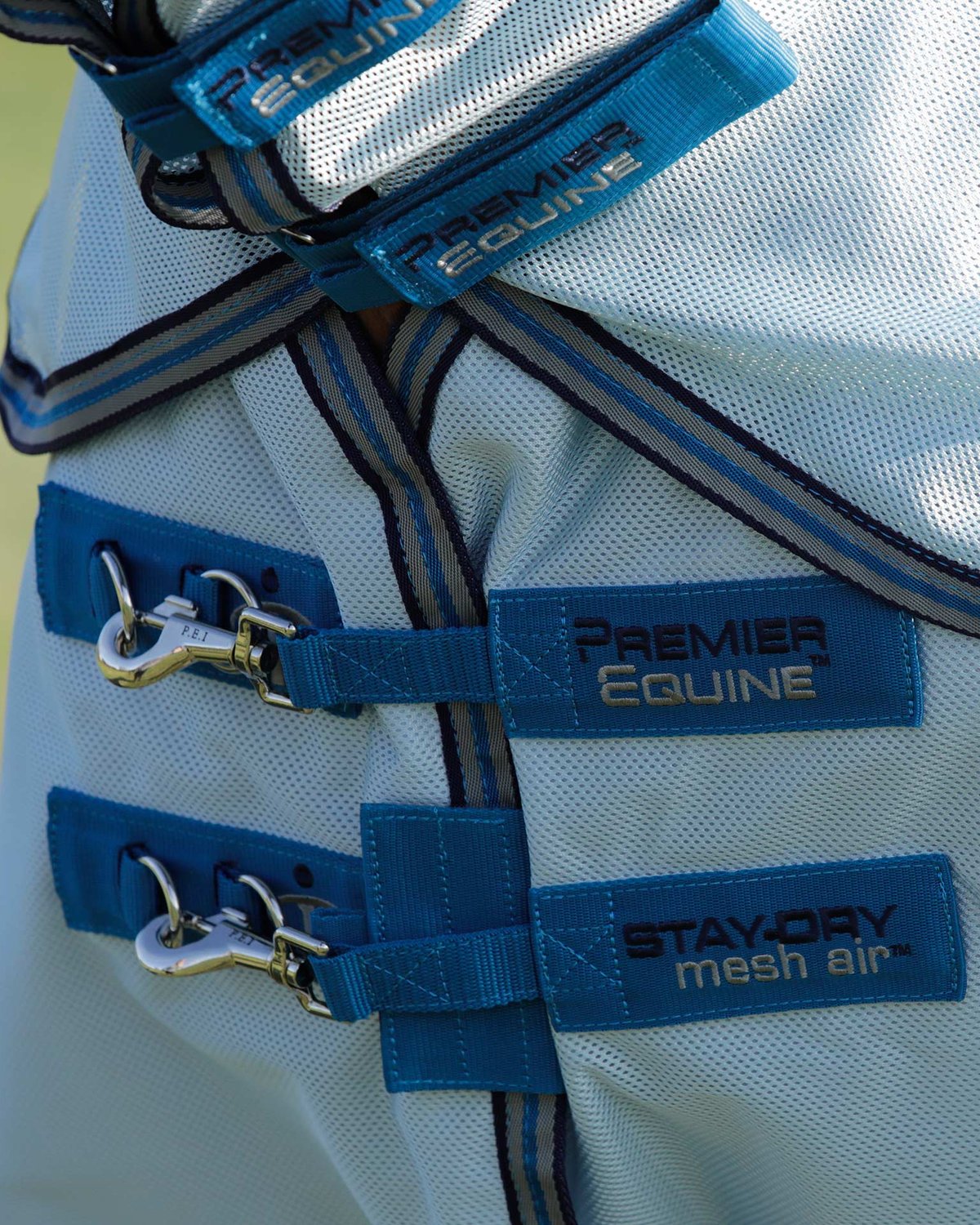 Premier Equine Stay-Dry Mesh Air Fly Rug with Surcingles Blue