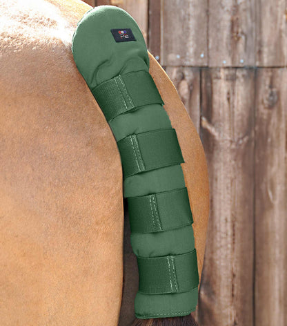 PREMIER EQUINE Stay-Up Horse Tail Guard Green: Tail protection, bandage, horse care, equestrian equipment.