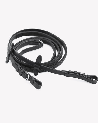Black Rubber Horse Reins - Premier Equine, Equestrian Riding Gear